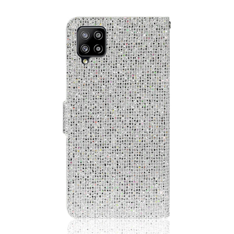 For Samsung Galaxy A42 Glitter Powder Horizontal Flip Leather Case with Card Slots & Holder & Lanyard