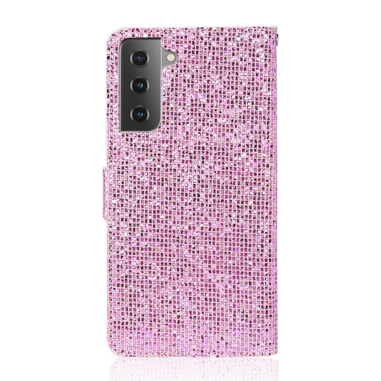 For Samsung Galaxy S21 5G Glitter Powder Horizontal Flip Leather Case with Card Slots & Holder & Lanyard