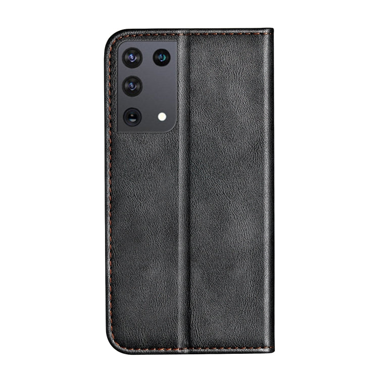 For Samsung Galaxy S21 Ultra 5G Business Solid Color Stitching Horizontal Flip Leather Case with Holder & Card Slots