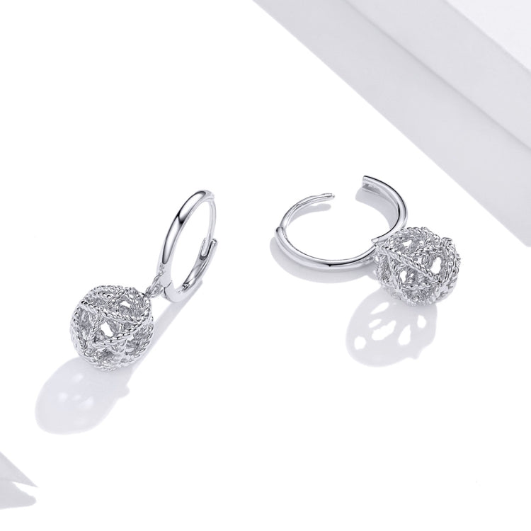 S925 Sterling Silver Hollow Yarn Ball Women Earrings