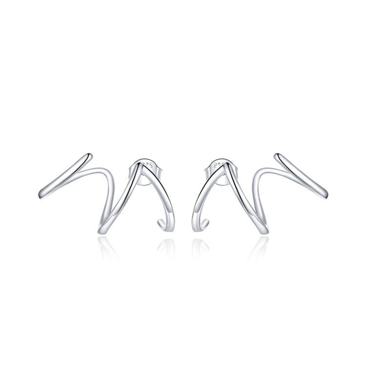 S925 Sterling Silver Simple Style Lines Women Earrings