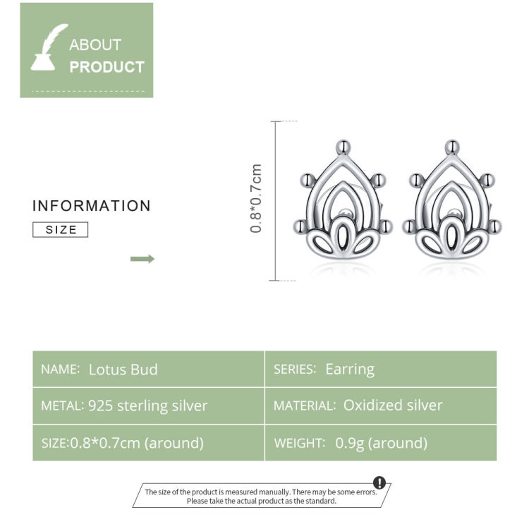 S925 Sterling Silver Lotus Bud Women Earrings