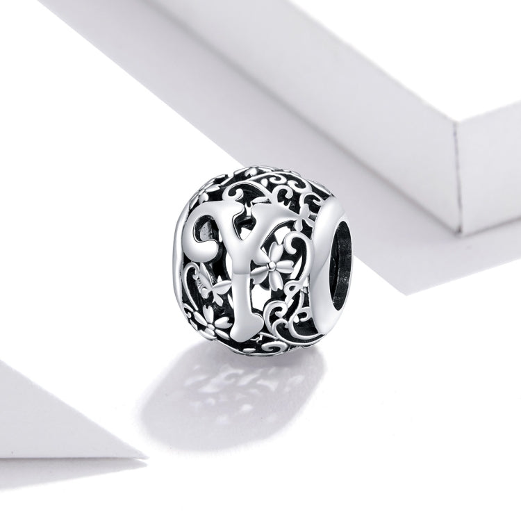 S925 Sterling Silver Mori Series Hollow Letters Beads DIY Bracelet Necklace Accessories