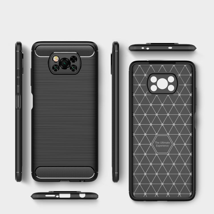 For Xiaomi Poco X3 NFC Brushed Texture Carbon Fiber TPU Case