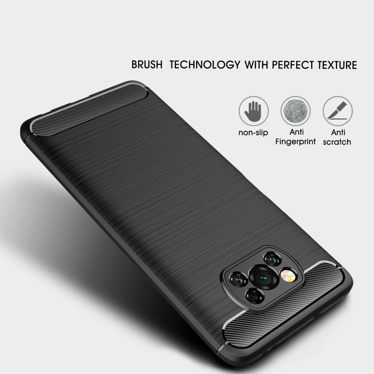 For Xiaomi Poco X3 NFC Brushed Texture Carbon Fiber TPU Case