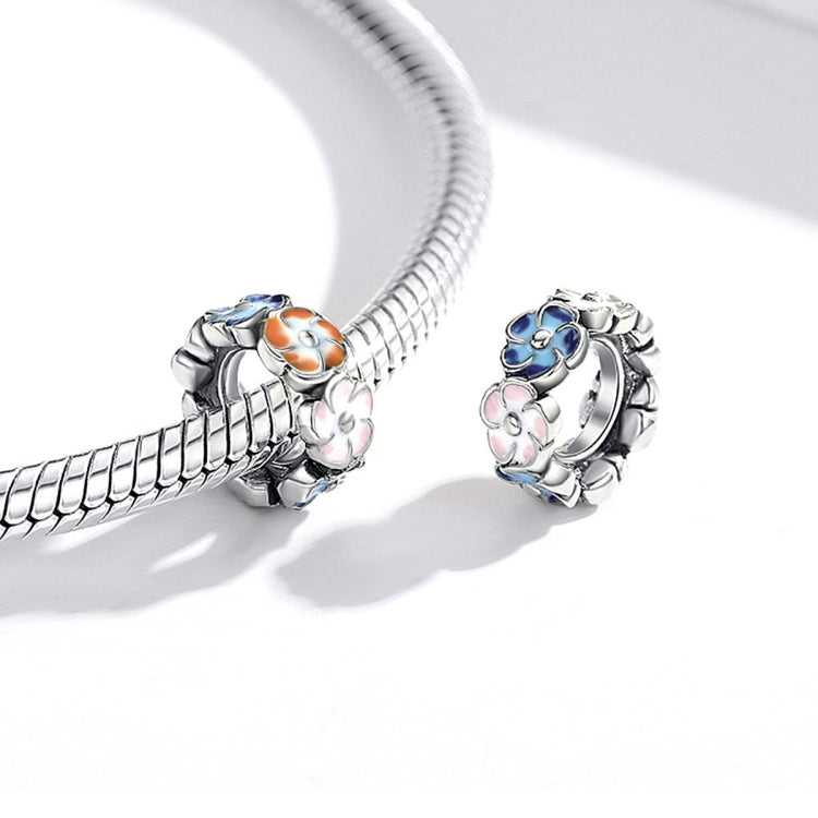 S925 Sterling Silver Colorful Hydrangea Flower Beads DIY Bracelet Necklace Accessories