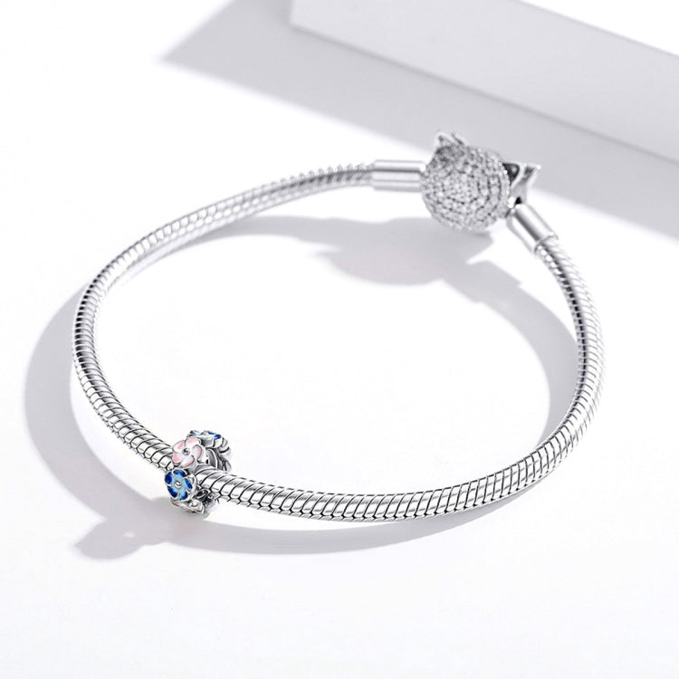 S925 Sterling Silver Colorful Hydrangea Flower Beads DIY Bracelet Necklace Accessories