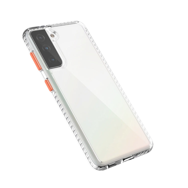 For Samsung Galaxy S21+ 5G 2 in 1 Ultra Clear Elf Shockproof PC + TPU Case with Removable Color Button