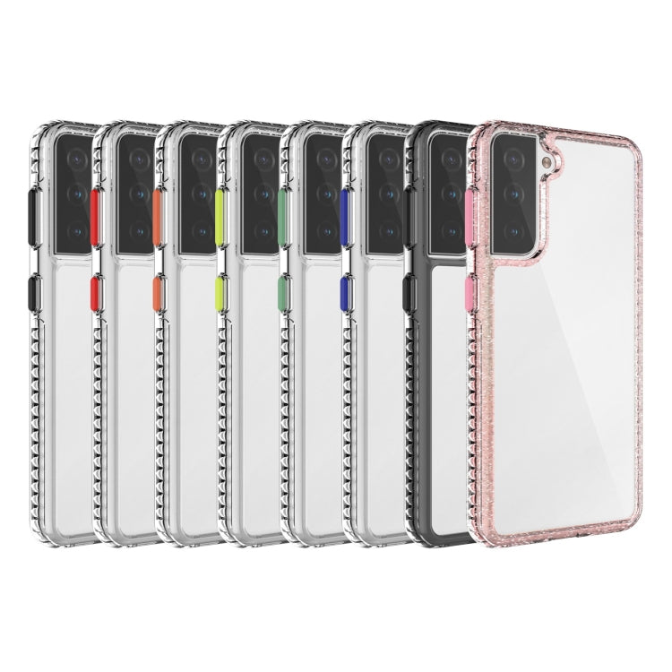 For Samsung Galaxy S21+ 5G 2 in 1 Ultra Clear Elf Shockproof PC + TPU Case with Removable Color Button