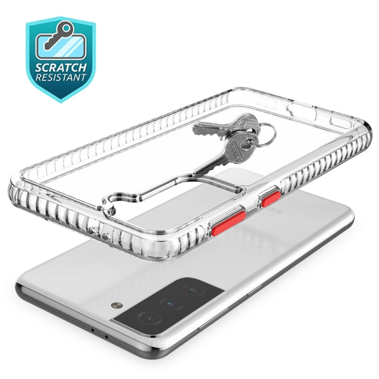 For Samsung Galaxy S21+ 5G 2 in 1 Ultra Clear Elf Shockproof PC + TPU Case with Removable Color Button
