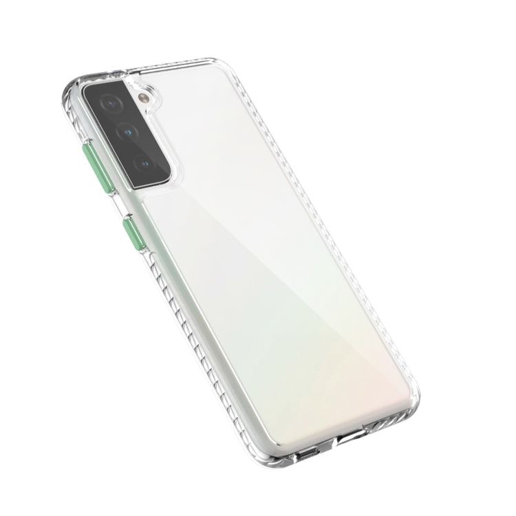 For Samsung Galaxy S21+ 5G 2 in 1 Ultra Clear Elf Shockproof PC + TPU Case with Removable Color Button