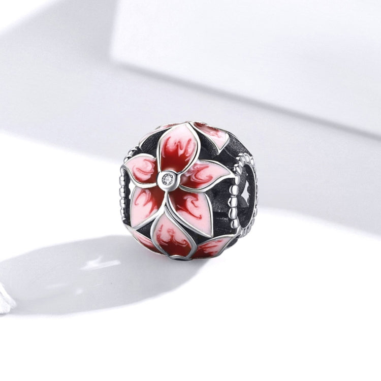 S925 Sterling Silver Pink Flowers Beads DIY Bracelet Necklace Accessories