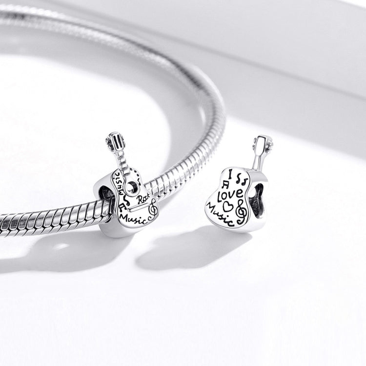 S925 Sterling Silver Simple Guitar Beads DIY Bracelet Necklace Accessories