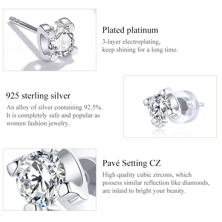 S925 Sterling Silver Simple Style Zircon Women Earrings