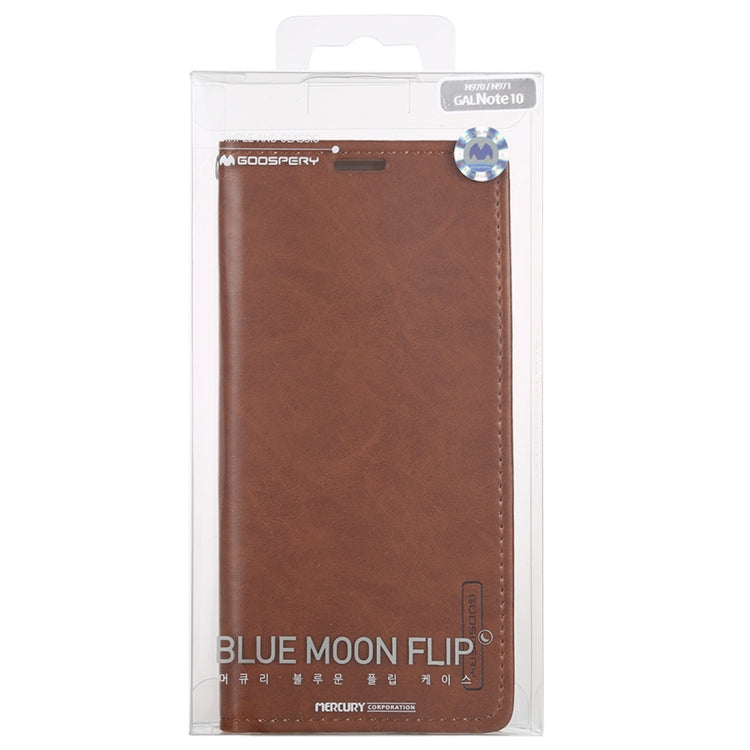 For Galaxy Note 10 MERCURY GOOSPERY BLUE MOON FLIP Series Crazy Horse Texture Horizontal Flip Leather Case with Holder & Card Slots & Wallet