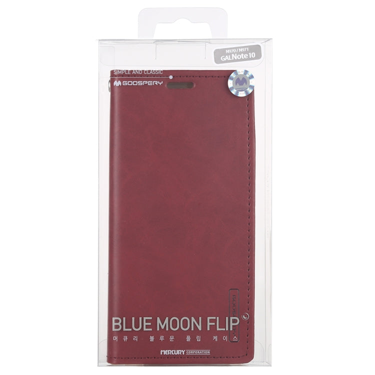 For Galaxy Note 10 MERCURY GOOSPERY BLUE MOON FLIP Series Crazy Horse Texture Horizontal Flip Leather Case with Holder & Card Slots & Wallet