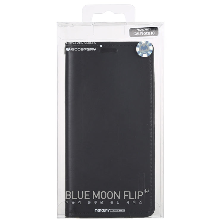For Galaxy Note 10 MERCURY GOOSPERY BLUE MOON FLIP Series Crazy Horse Texture Horizontal Flip Leather Case with Holder & Card Slots & Wallet
