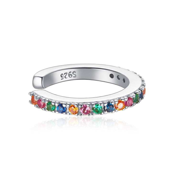 S925 Sterling Silver Simple Style Colorful Zircon Women Earrings(Silver)