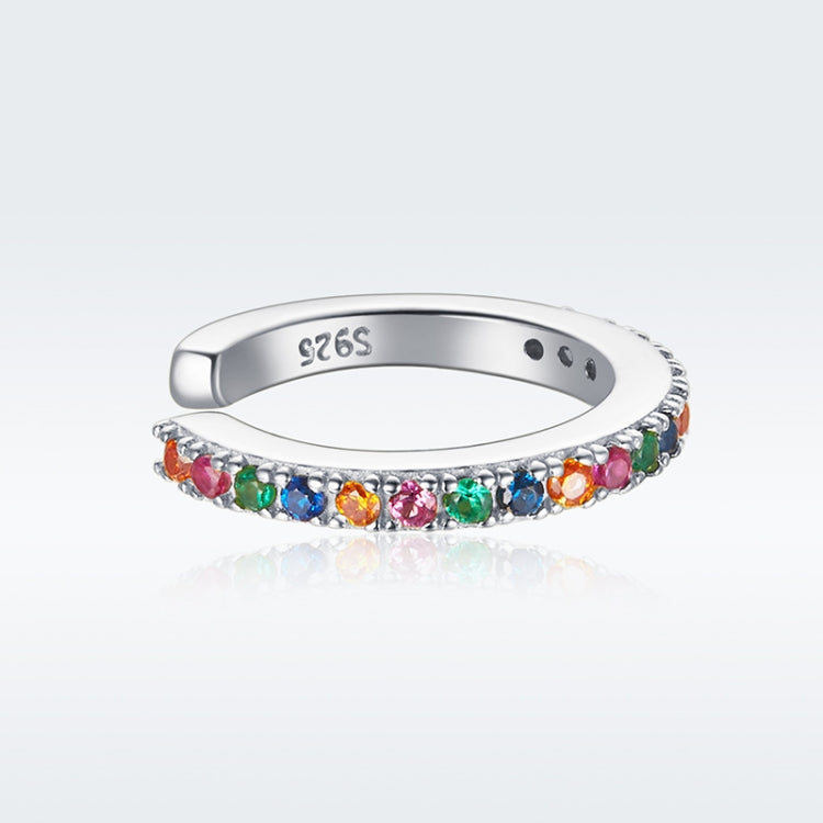 S925 Sterling Silver Simple Style Colorful Zircon Women Earrings(Silver)