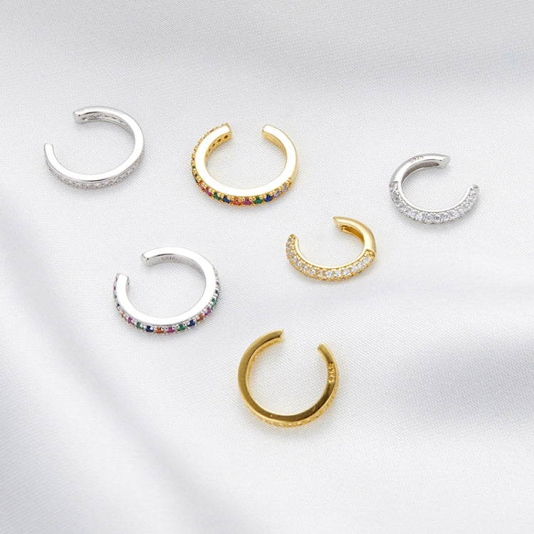 S925 Sterling Silver Simple Style Colorful Zircon Women Earrings(Silver)