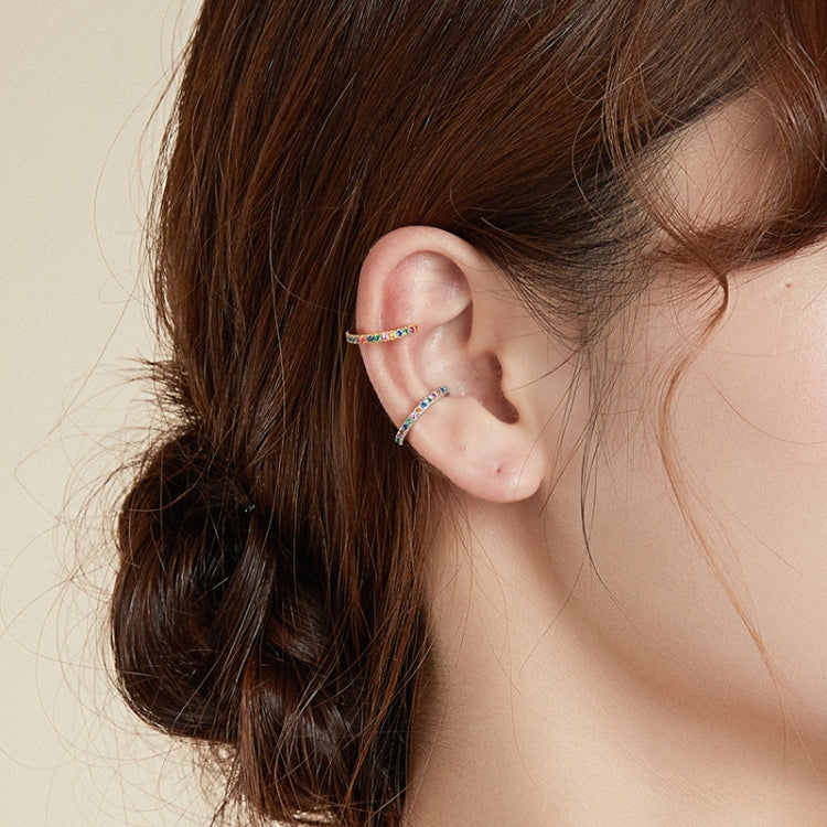 S925 Sterling Silver Simple Style Colorful Zircon Women Earrings(Silver)