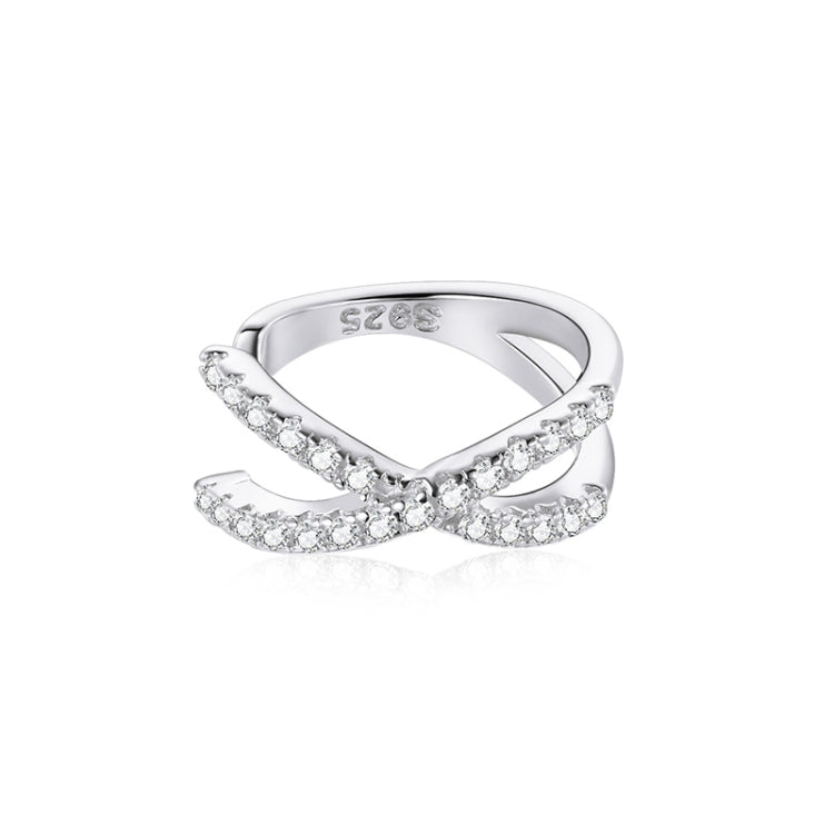 S925 Sterling Silver Simple Style Intertwined Lines Zircon Ear Clip Women Earrings(Silver)