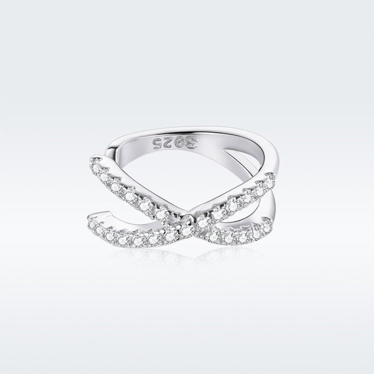 S925 Sterling Silver Simple Style Intertwined Lines Zircon Ear Clip Women Earrings(Silver)