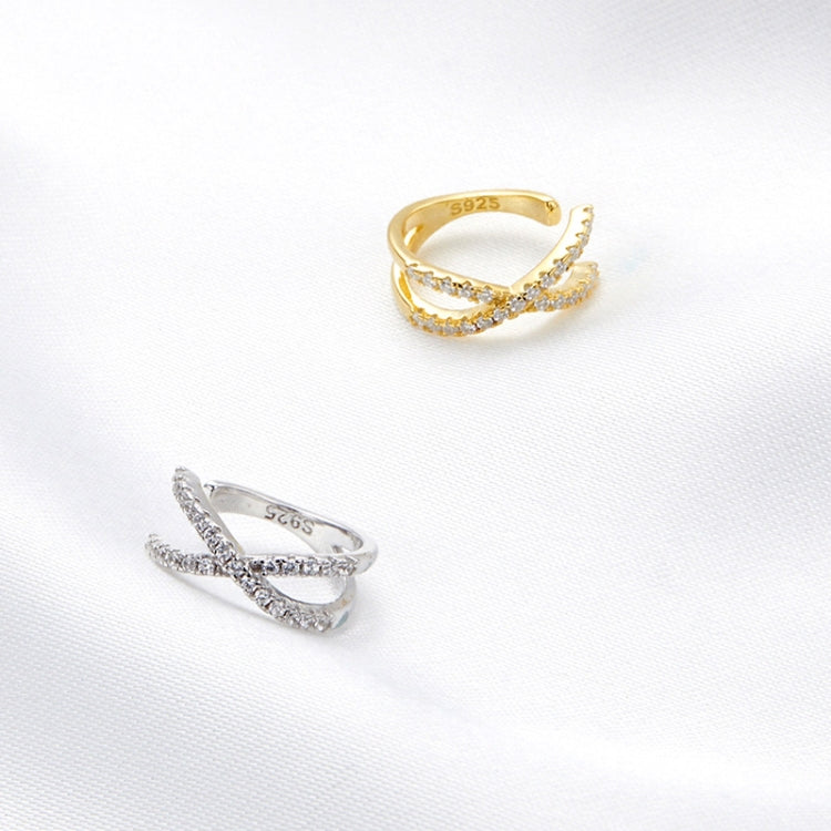 S925 Sterling Silver Simple Style Intertwined Lines Zircon Ear Clip Women Earrings(Silver)