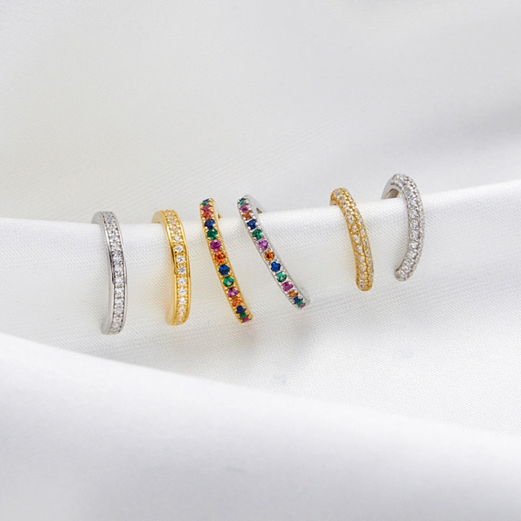 S925 Sterling Silver Simple Style Circular Ring Zircon Ear Clip Women Earrings(Silver)