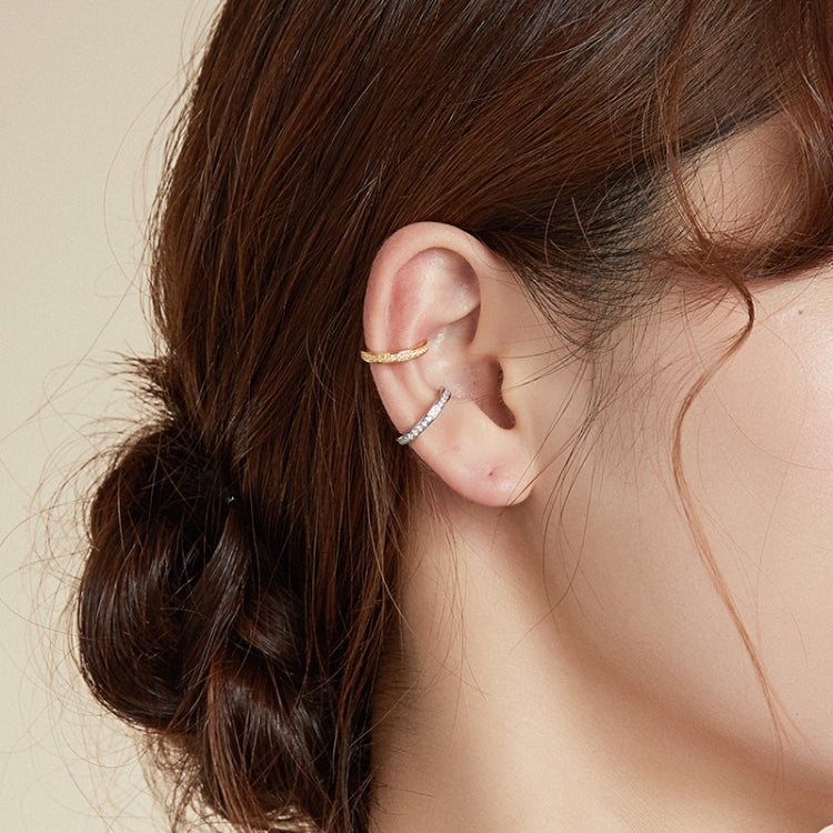 S925 Sterling Silver Simple Style Circular Ring Zircon Ear Clip Women Earrings(Silver)