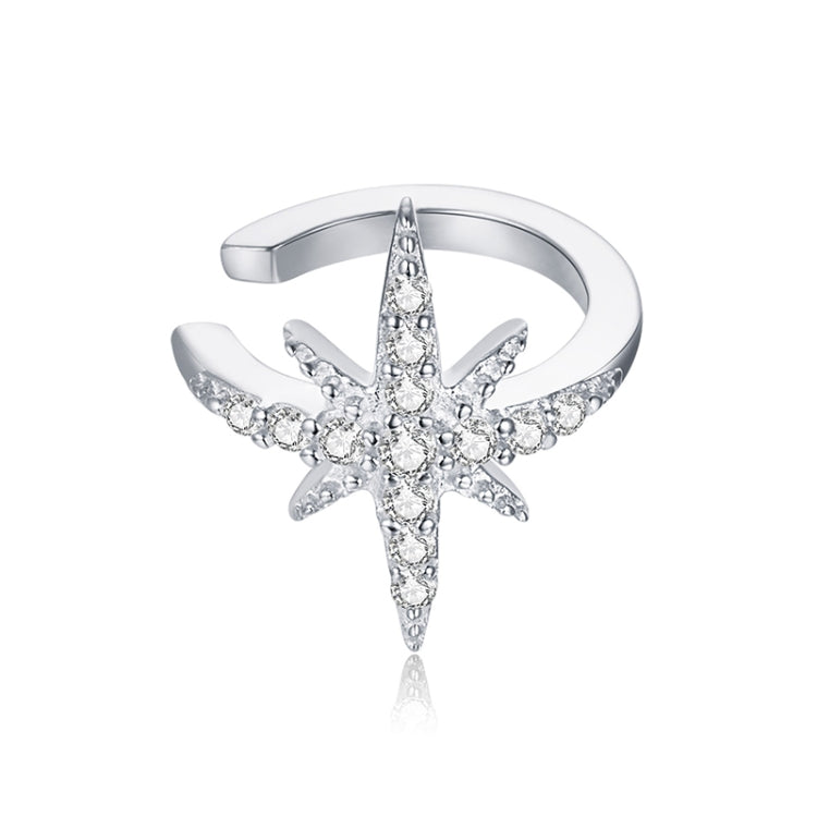 S925 Sterling Silver Simple Style Twinkling Stars Zircon Ear Clip Women Earrings(Silver)