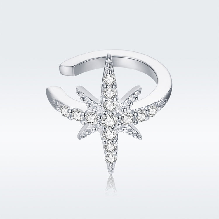 S925 Sterling Silver Simple Style Twinkling Stars Zircon Ear Clip Women Earrings(Silver)