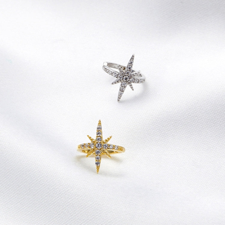 S925 Sterling Silver Simple Style Twinkling Stars Zircon Ear Clip Women Earrings(Silver)