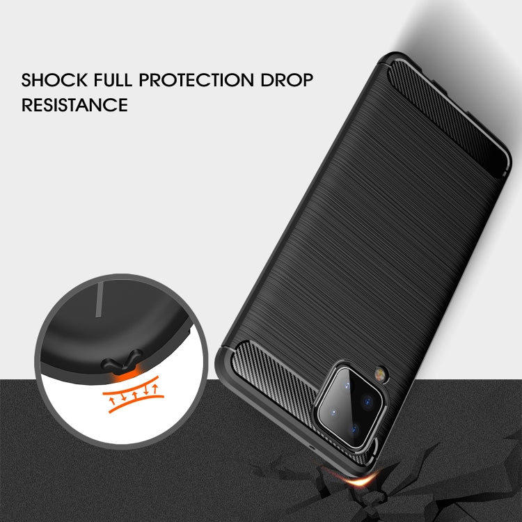 For Samsung Galaxy A12 Brushed Texture Carbon Fiber TPU Case