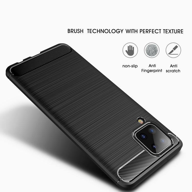For Samsung Galaxy A12 Brushed Texture Carbon Fiber TPU Case