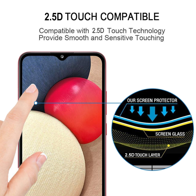 For Samsung Galaxy A02s 25 PCS Full Glue Full Screen Tempered Glass Film