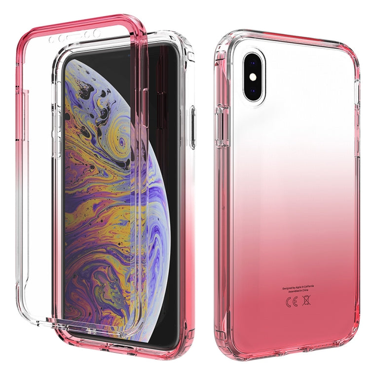 For iPhone X / XS Shockproof  High Transparency Two-color Gradual Change PC+TPU Candy Colors Protective Case