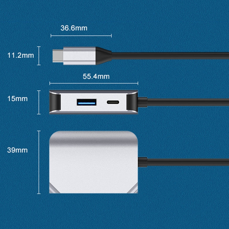 HW-6003 3 In 1 Type-C / USB-C to HDMI + PD + USB 3.0 Docking Station Adapter Converter(Grey)