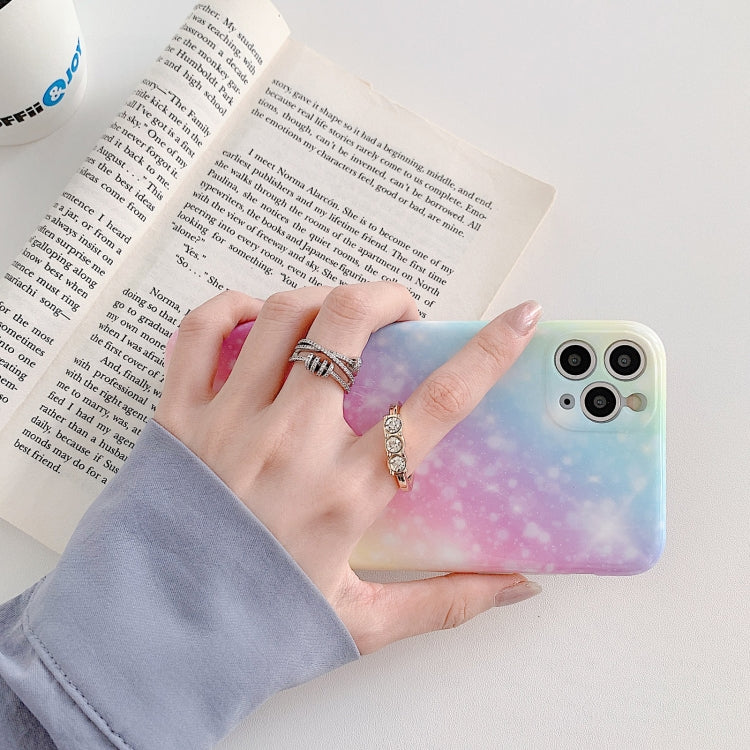 For iPhone 12 Shockproof Colorful Glitter Marble Protective Case with Ring Holder