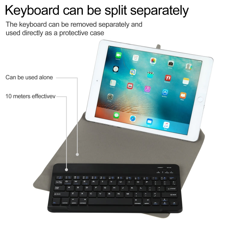Universal Detachable Bluetooth Keyboard + Leather Tablet Case without Touchpad for iPad 9-10 inch, Specification:Black Keyboard