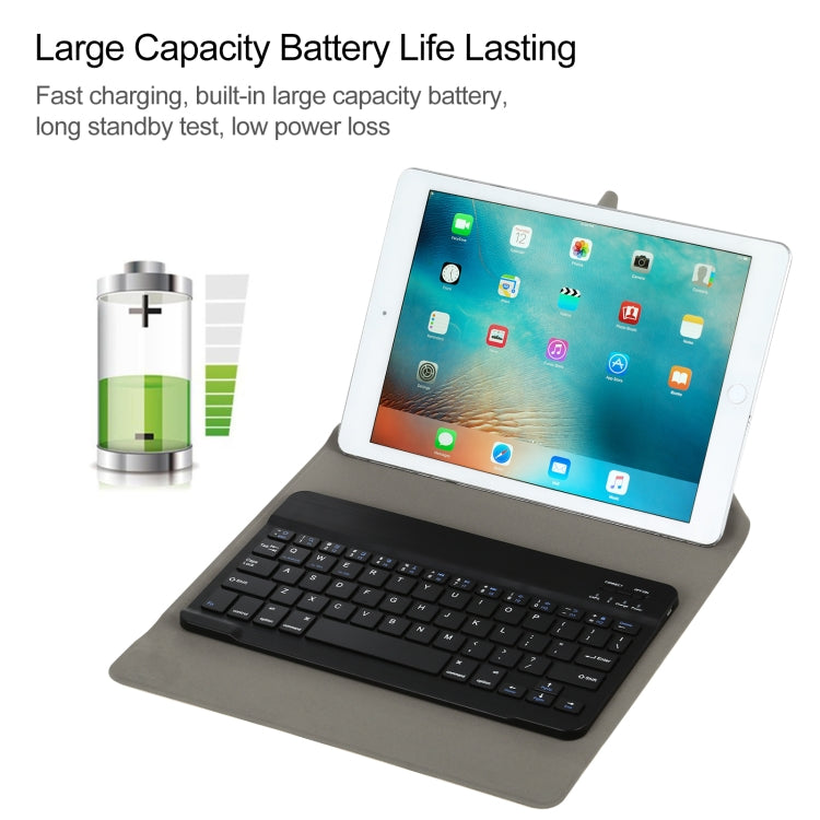 Universal Detachable Bluetooth Keyboard + Leather Tablet Case without Touchpad for iPad 9-10 inch, Specification:Black Keyboard