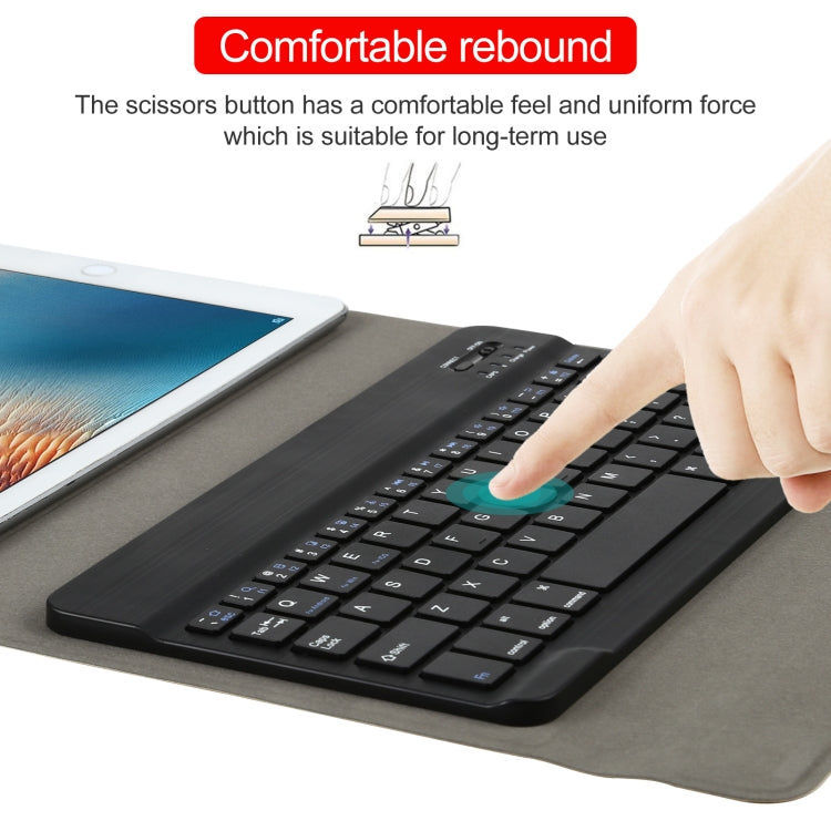 Universal Detachable Bluetooth Keyboard + Leather Tablet Case without Touchpad for iPad 9-10 inch, Specification:Black Keyboard
