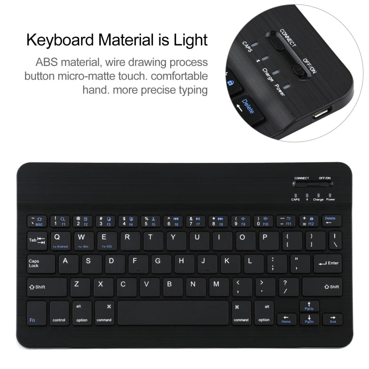 Universal Detachable Bluetooth Keyboard + Leather Tablet Case without Touchpad for iPad 9-10 inch, Specification:Black Keyboard