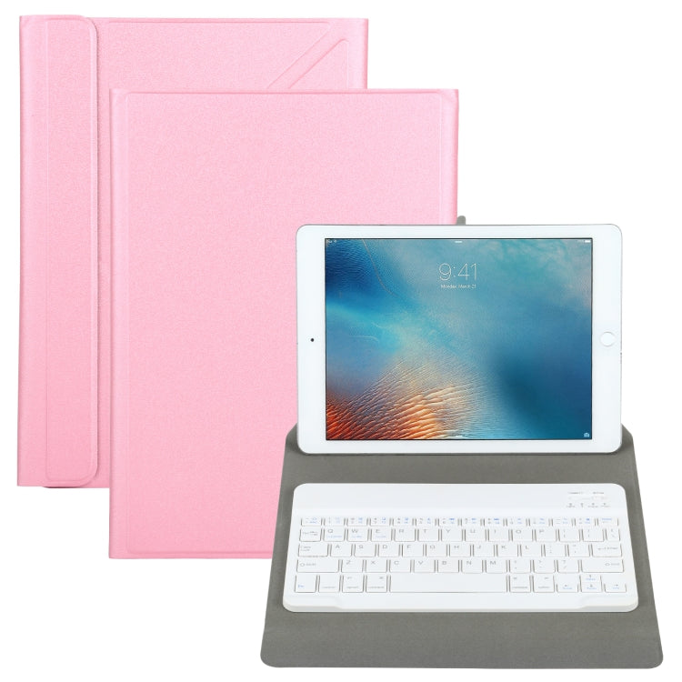 Universal Detachable Bluetooth Keyboard + Leather Tablet Case without Touchpad for iPad 9-10 inch, Specification:White Keyboard