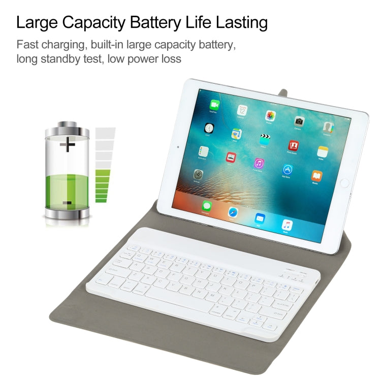 Universal Detachable Bluetooth Keyboard + Leather Tablet Case without Touchpad for iPad 9-10 inch, Specification:White Keyboard