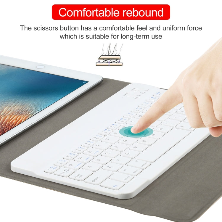 Universal Detachable Bluetooth Keyboard + Leather Tablet Case without Touchpad for iPad 9-10 inch, Specification:White Keyboard