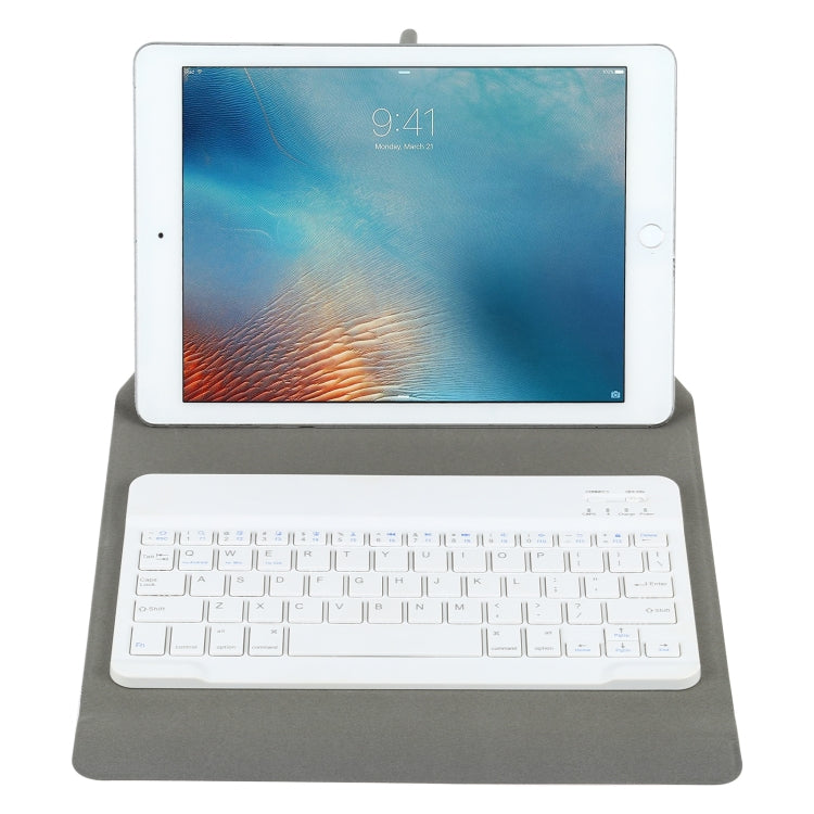 Universal Detachable Bluetooth Keyboard + Leather Tablet Case without Touchpad for iPad 9-10 inch, Specification:White Keyboard