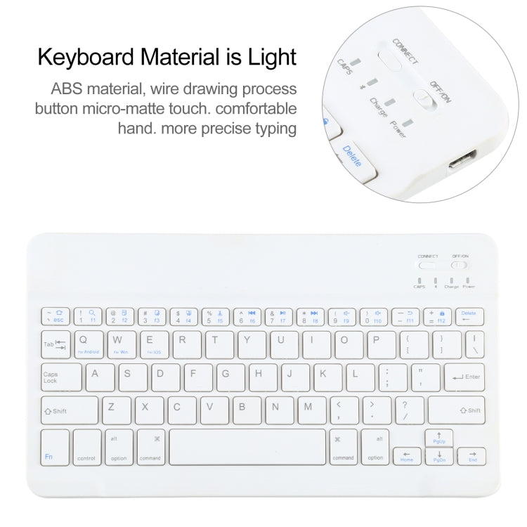 Universal Detachable Bluetooth Keyboard + Leather Tablet Case without Touchpad for iPad 9-10 inch, Specification:White Keyboard