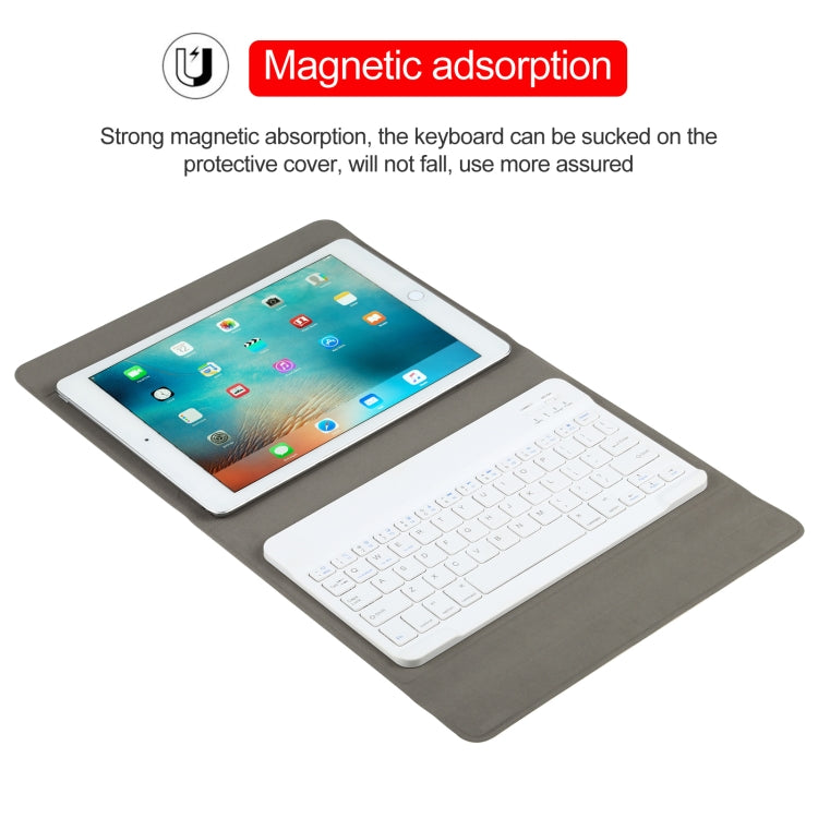 Universal Detachable Bluetooth Keyboard + Leather Tablet Case without Touchpad for iPad 9-10 inch, Specification:White Keyboard