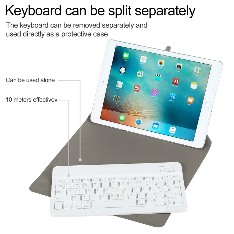 Universal Detachable Bluetooth Keyboard + Leather Tablet Case without Touchpad for iPad 9-10 inch, Specification:White Keyboard